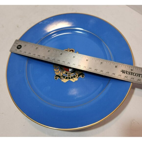 Ralph Lauren Estate Crest Cadet Blue Plate 9" Diameter Breakfast Plate New Set 2 - Picture 13 of 13